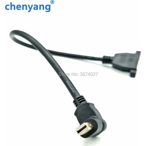 Mini DP Gold plated Up & Down & Left & Right elbow male displayport master with two holes lockable display cable