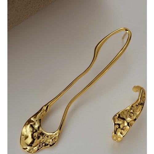 MLKENLY 925 sterling silver earring Geometric Asymmetry pattern irregular exaggeration Earring For Women unique Jewelry
