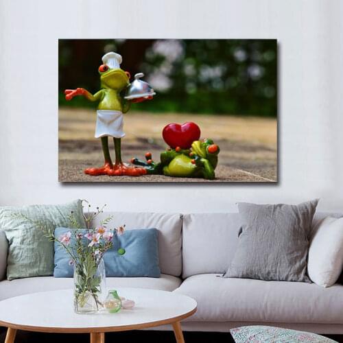 Love Frog Nursery Wall Art Canvas Painting Cartoon Nordic Posters and Prints Wall Pictures for Living Room Kids Bedroom Decor