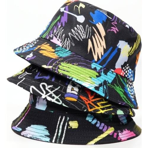 Fashion Graffiti Design Fishermans Hat Bucket Hat Unisex Bob Caps Men Women Panama Bucket Hat Outdoor