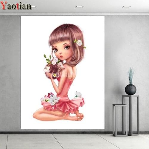 Full Square/Round Drill DIY Diamond Embroidery Cartoon little girl and hedgehog 5D Diamond Painting Mosaic Picture Cross-stitch