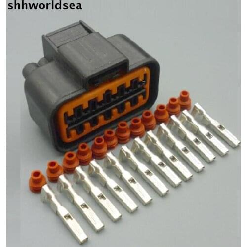 Shhworldsea 5/30/100sets 2.3mm 12way kit automotive wire12pin female waterproof connector