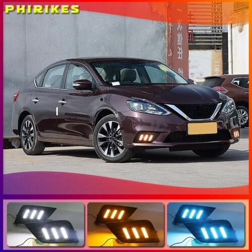 2Pcs LED Daytime Running Light For Nissan Sentra sylphy 2016-2018 Waterproof 12V DRL Fog Lamp Decoration Car accessories