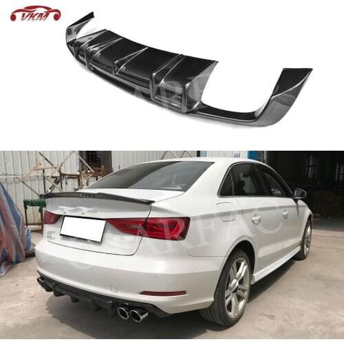 Carbon Fiber Rear Lip Diffuser for Audi A3 Sline S3 Sedan 4 door Not A3 Standard 2014-2016 Car Fins Shark Style Bumper Guard