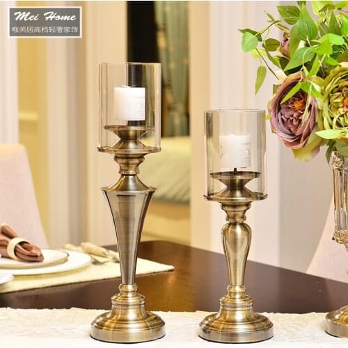 Vintage Metal Wedding Candle Holders Glass Menorah Garden Pillar Candle Holder Nordic Style Candelabros Dinner Table BW50ZT