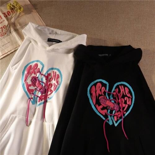 Women Hip Hop Streetwear Hoodies Women Jacket heart Print Coat Goth Harajuku Y2k aesthetic Clothes grunge Punk Jacket pullover