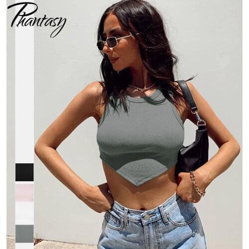 Phantasy 2021 Women Sexy Tank Top Super-short O-neck Vest Threaded Camisole Sexy Slim Tops Outwear Women Streetwear Clothing