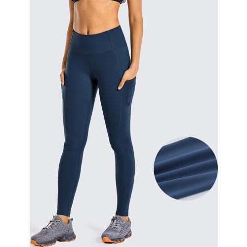 SYROKAN Womens Matte Brushed Light-Fleece Leggings Workout Yoga Pants with Pocket Squat Proof-28 inches