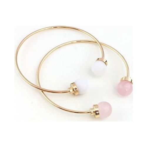 Ms Noble Chic Royal Style Ladies Brand Jewelry Round Marble Cuff Bangle Bracelet for Women