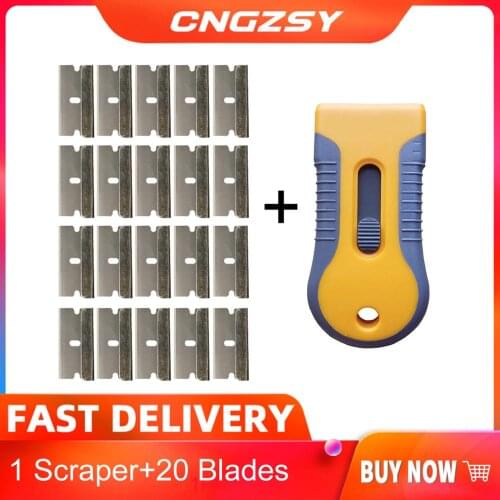 1.5" Razor Scraper Blade Glass Paint Oven Glue Residual Spatula Car Wrapping Adhesive Clean Single Edge Blade Carbon E16+20M