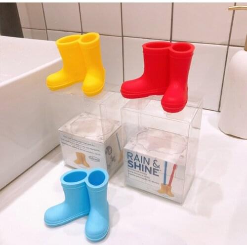 1pc Silicone Toothbrush Holder Creative Rain Boots Toothbrush Organizer Stand Rack