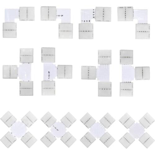 2pin/3pin/4pin/5pin Corner Connector 8mm/10mm/12mm Width T/L/X Shape Solderless Connector 5050 Ws2812b Led Strip No Soldering