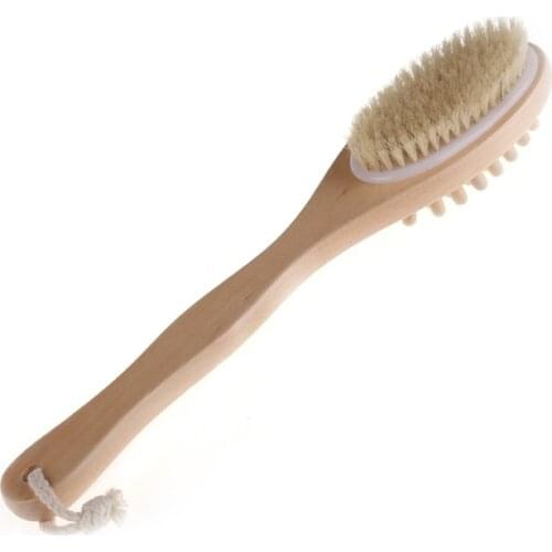 35cm Double Side Good Natural Bristle Wooden Long Handle Bath Shower Back Spa Massage Dry Skin Tool Product