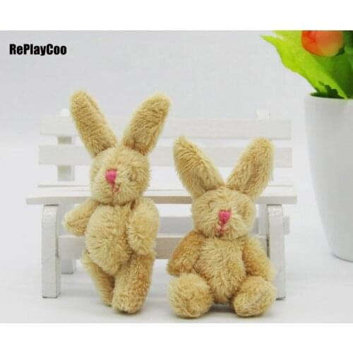 50Pcs/Lot Mini rabbit Stuffed Plush Toys Small brown rabbit with pink nose Stuffed Toys pelucia Pendant Kids Gift Decor 02401