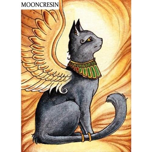5D Diy Diamond Painting Angel Cat Full Square Needlework Cross Stitch Diamond Embroidery Mosaic Crafts Wall Sticker Home Decor
