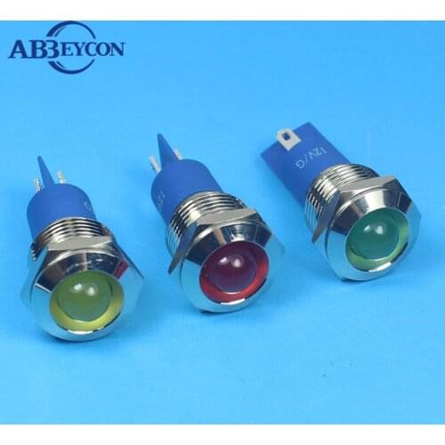 ABBEYCON hot-sell 14mm inclined head IP67 20mA indicator light 12V/24V/36V pilot lamp