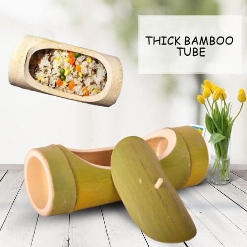 Bamboo Barrel Steaming Cup Cylinder With Cover Hand-made Bamboo Rice Horizontal Bamboo Section Household Bamboo Steamed Cup 1pcs