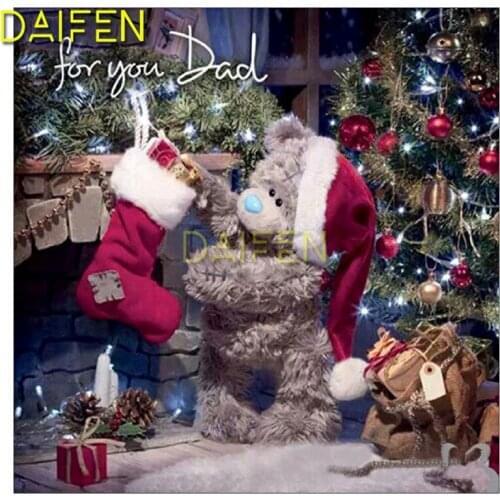 DIY 3D Diamond mosaic Full Square Diamond embroidery Christmas gift sock cartoon bear Full Round Diamond painting Cross stitch