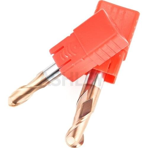 Two-edge solid carbide end milling cutter with ball head of 55 degree very fine grainR6-R10 tungsten steel ball type