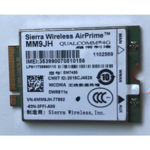 EM7455 DW5811e 3p10y MM9JH 1DPXG LTE-FDD LTE-TDD 4G Module 4G Cat 6 cat6 WWAN NGFF Card For Dell Laptop PN MM9JH