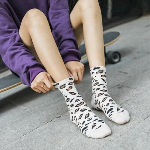 Happy Socks Women Men Short Cotton Socks with Leopard Print Casual Harajuku Designer Art Female Fashion for Couple Funny Socks