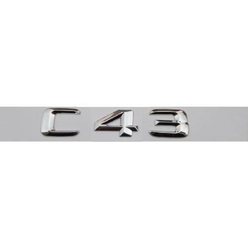 Chrome Shiny Silver ABS Car Trunk Rear Number Letters Words Badge Emblem Decal Sticker for Mercedes-Benz C43 AMG