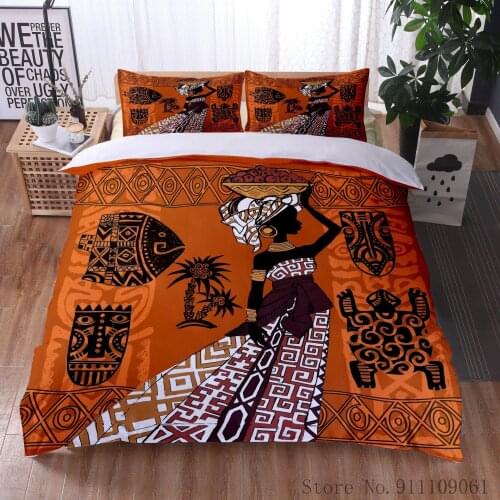 Ethnic Style African Mask Dance Bedding Set Pillowcase and Duvet Cover Polyester Bedding Set Bedroom Decorative Home Textile