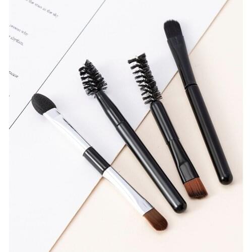 Short Portable Soft Brush Beginner Mini Double Head Eyebrow Brush Head Eyebrow Spiral Eyelash Brush Beauty Cosmetics Makeup Tool