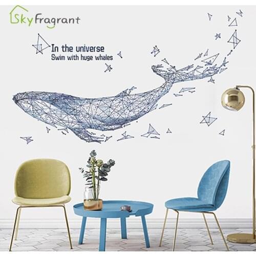 Creative abstract whale wall stickers self-adhesive removable living room bedroom wall decor home decor renovation stickers