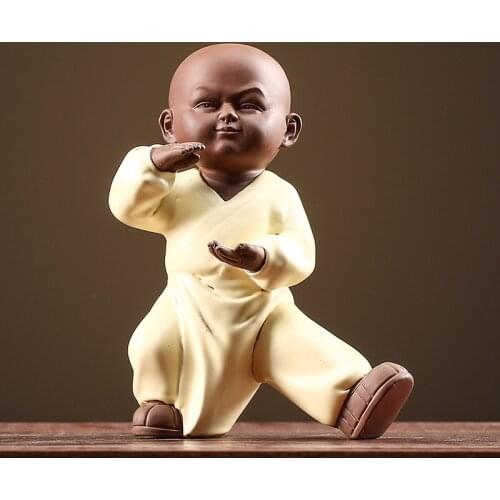Kung Fu Tai Chi Little Monk Statue Modern art sculpture Cute home living room bedroom decoration statue Office gift ornaments