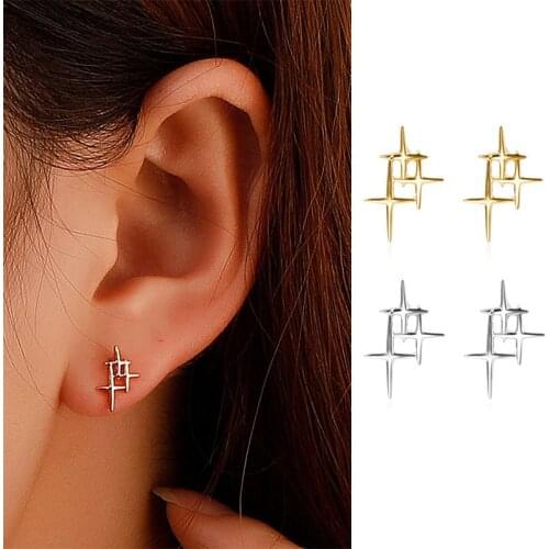 Fashion Women Earrings Cross star stud earrings Charm Girls Gift geometric jewelry Evening Party Earring