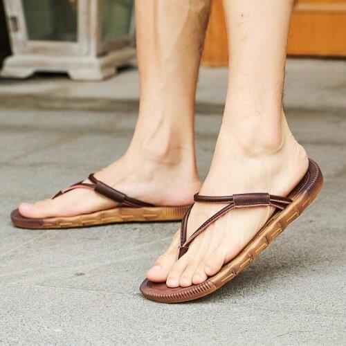 2021 Summer New Korean Mens Flip-Flop Sandals Microfiber Rubber Band Non-Slip Mens Shoes Daily Outdoor Leisure Beach Slippers