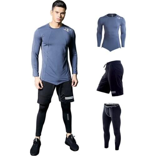 3 Pieces Mens Tracksuit Running Sets Fitness Training wear Yoga Sets Compression Suit Mens Bodybuilding Sets Crossfit Sportwear