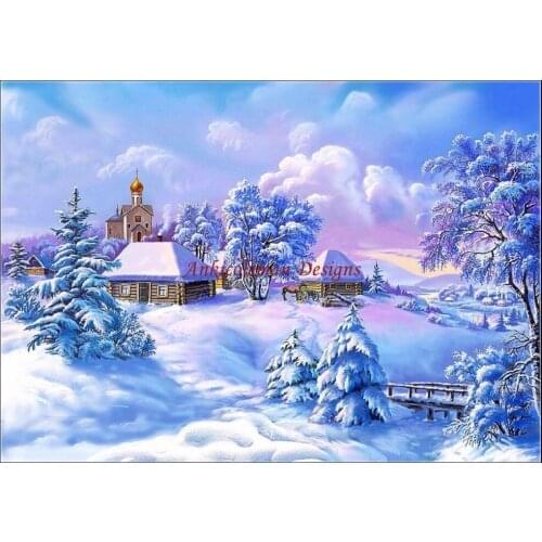 Embroidery Counted Cross Stitch Kits Needlework - Crafts 14 ct DMC color DIY Arts Handmade Decor - Winter Cabins