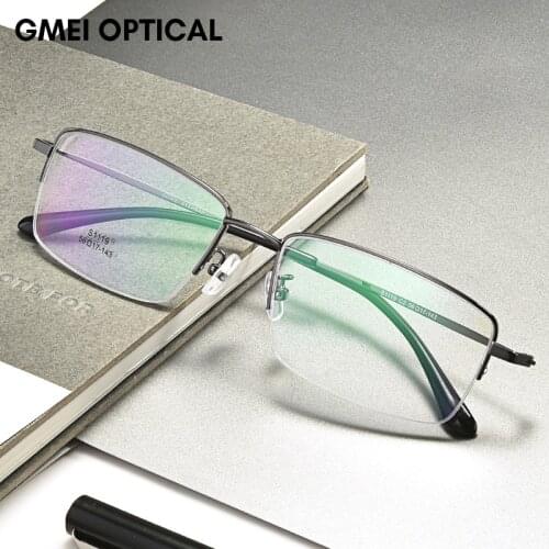 Titanium Alloy Half Rim Prescription Glasses Business Men Square Semi Rimless Myopia Optical Frame Eyewear Man Spectacles S1119