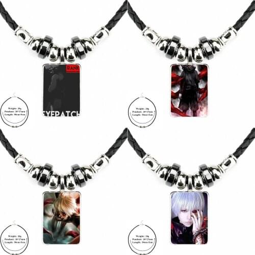 Anime Angry Kaneki Ken Tokyo Ghoul Glass Jewelry Black Leather Bead Pendant Glass Cabochon Choker Necklace For Unisex Gift