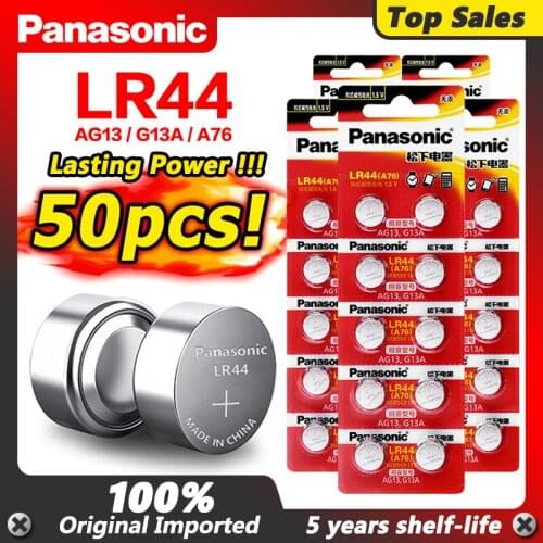 Panasonic 100% Original 50pcs 1.5V Button Cell Battery lr44 Lithium Coin Batteries A76 AG13 G13A LR44 LR1154 357A SR44