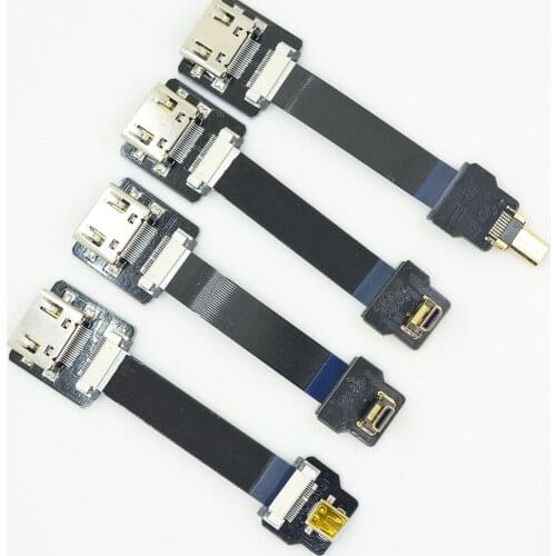Type A female to Micro HDMI Type D Up Down angle male Female Elbow HDTV Flat Cable for GoPro
