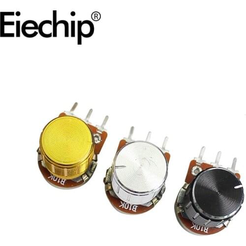 5pcs/lot Carbon Film Potentiometer WH148 15mm,with Rotary Switch Knobs Cap Kit B1K 2K 5K 10K 20K 50K 100K 250K 500K 1M