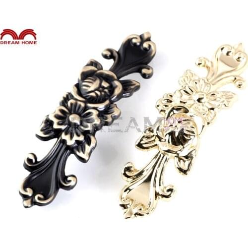 Luxurious European Style coat cupboard cupboard Golden Copper Color Handle And Drawer Cupboard Knobs (C.C: 96mm Length:124mm)