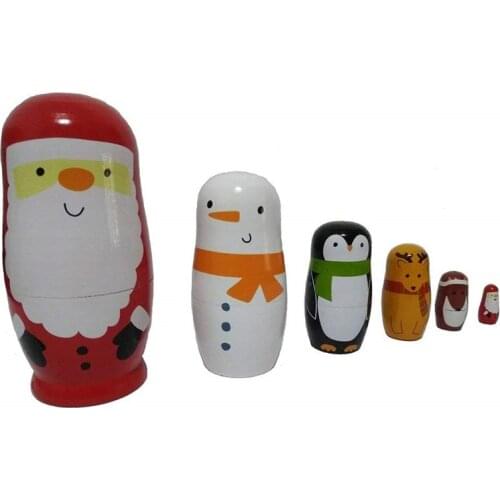 Russian Nesting Wooden Matryoshka Dolls For Baby Hand Painted Decor Novelty Nesting Dolls Baby Toy Santa Claus Doll Wholesale