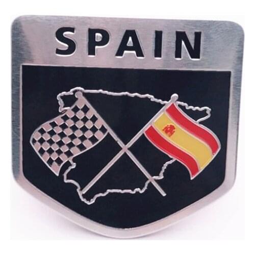 Aluminum Alloy Shield Styling Spain National Spanish Flags Emblem Decals Car Stickers 5x5cm Automobiles Decorating Accessories