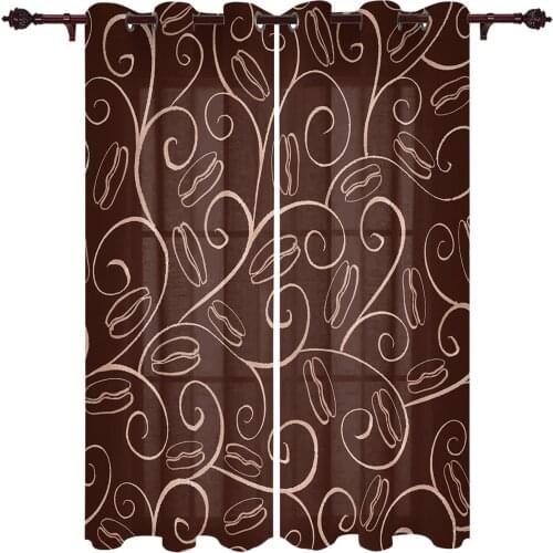 Baby Bedroom Curtains Retro Coffee Pattern Lines Living Room Hanging Curtains Balcony Kitchen Study Modern Window Treatments