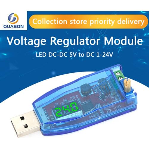 LED DC-DC 5V to DC 1-24V Adjustable Potentiometer USB Step Up/Down Buck Boost Converter Power Supply Voltage Regulator Module