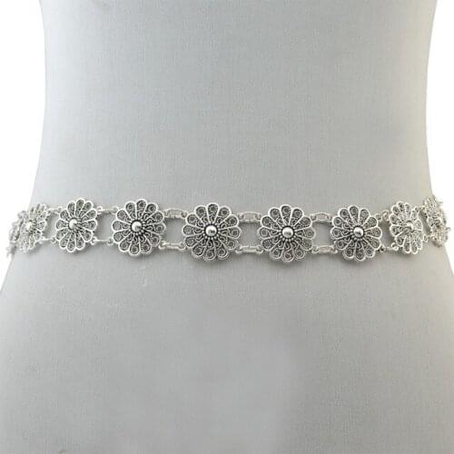 Vintage Antique Hollow Out Flower Belly Body Chain Waist Turkish Gypsy Beach Dress Belt Body Jewelry for Women