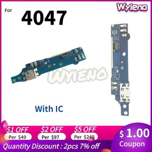 Wyieno For Alcatel 4047 OT4047 USB Dock Charging Port Charger Board Flex Cable Board With Microphone MIC