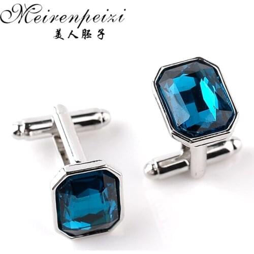 Cufflinks Clasp Jewelry Skirt High Grade Blue Gem Crystal with Rhinestone Men Jewelry Gifts Frence Shirts Weeding Cuff Links