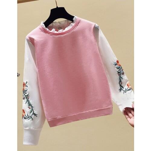 Swearshirts Fashion Wild Women Embroidery Hoodies Simple Warm Long Sleeve