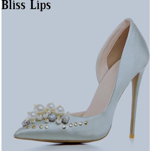 Luxury Brand Runway Show Women Summer Pumps Pointed Toe Shallow Sexy Thin High Heels Wedding Shoes Women Shoes Big Size 34-43