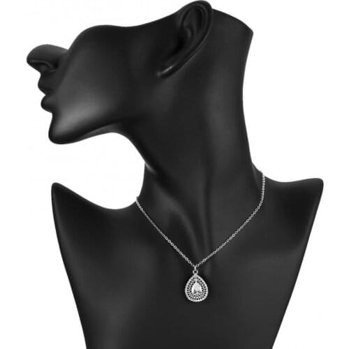 Elegant Romantic Sweet Women Cubic Zirconia Waterdrop Shape Faux Pearl Necklace Jewelry for Dating Gift